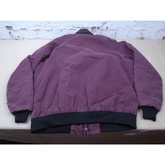 VTG 90s Canvas Santa Fe Quilt Lined Jacket Mens Plum XXL Corduroy Collar Work - Picture 13 of 16